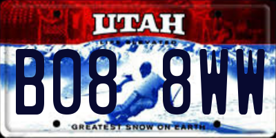 UT license plate B088WW