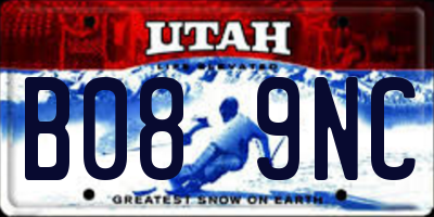 UT license plate B089NC