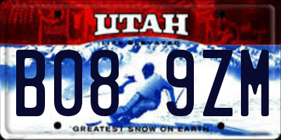 UT license plate B089ZM