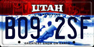 UT license plate B092SF