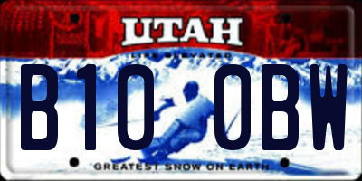 UT license plate B100BW