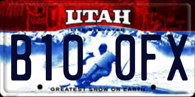 UT license plate B100FX