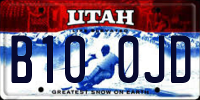 UT license plate B100JD