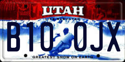 UT license plate B100JX