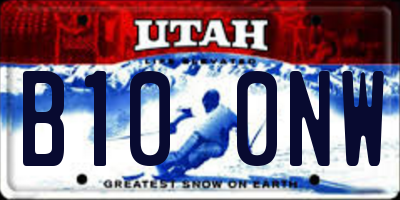 UT license plate B100NW