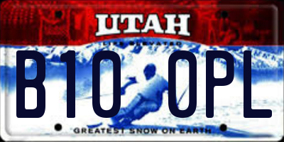 UT license plate B100PL