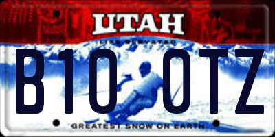 UT license plate B100TZ