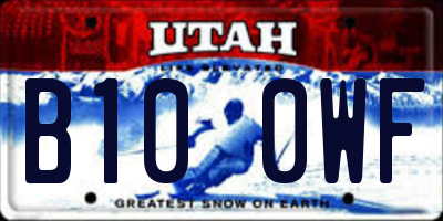 UT license plate B100WF