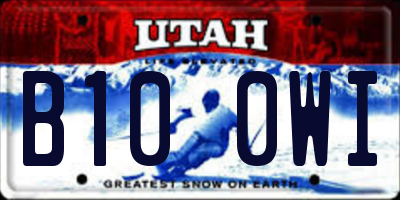 UT license plate B100WI