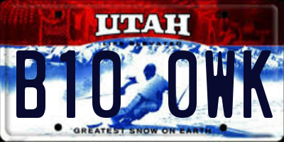 UT license plate B100WK