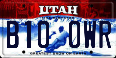 UT license plate B100WR