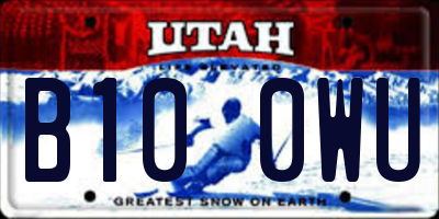 UT license plate B100WU