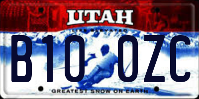 UT license plate B100ZC