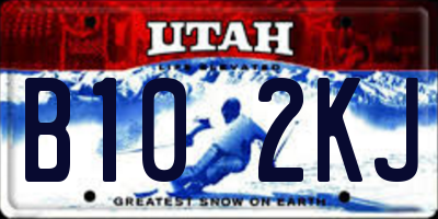 UT license plate B102KJ