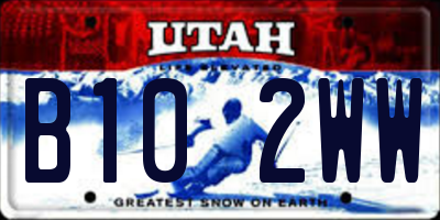 UT license plate B102WW