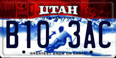 UT license plate B103AC
