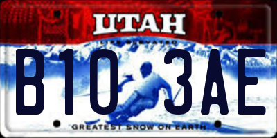 UT license plate B103AE