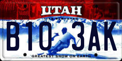 UT license plate B103AK