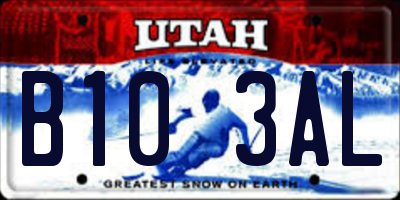 UT license plate B103AL