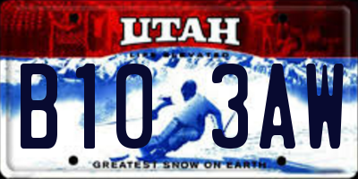 UT license plate B103AW