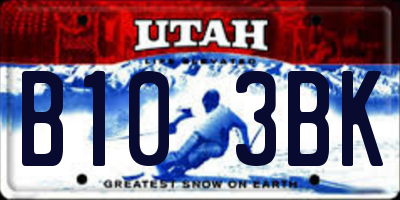 UT license plate B103BK