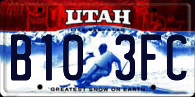 UT license plate B103FC