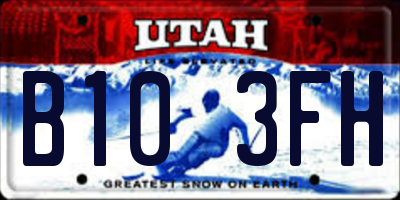 UT license plate B103FH