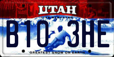 UT license plate B103HE