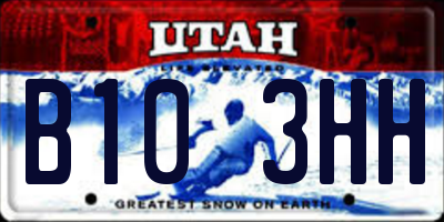 UT license plate B103HH