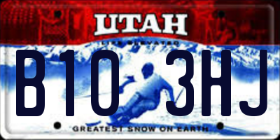 UT license plate B103HJ