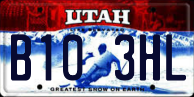 UT license plate B103HL