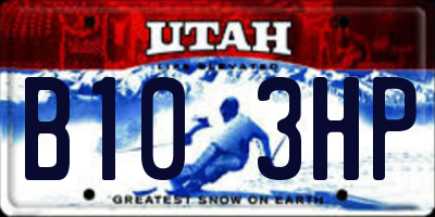 UT license plate B103HP