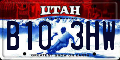 UT license plate B103HW