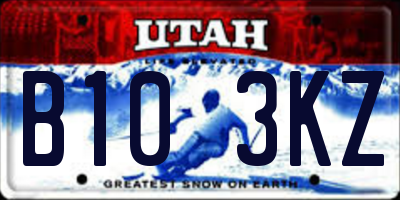 UT license plate B103KZ