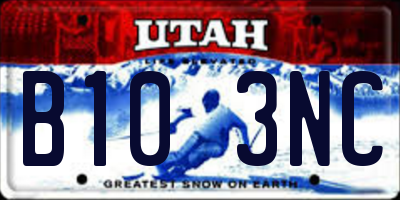 UT license plate B103NC