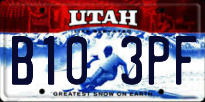 UT license plate B103PF