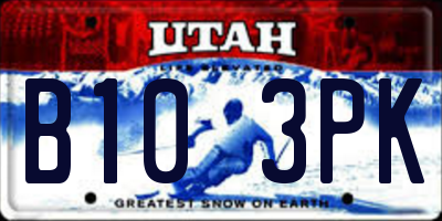 UT license plate B103PK