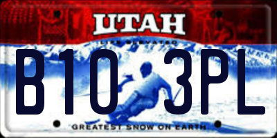 UT license plate B103PL