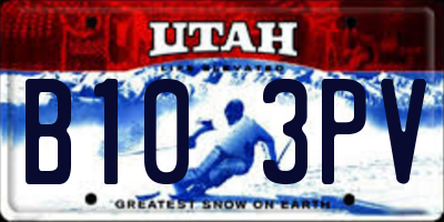 UT license plate B103PV