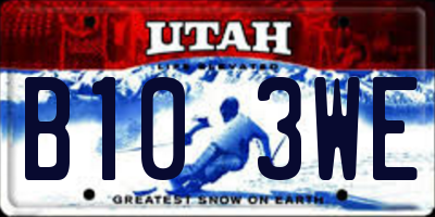 UT license plate B103WE