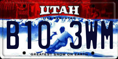 UT license plate B103WM