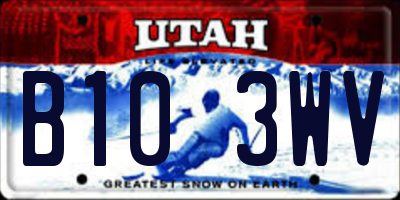 UT license plate B103WV