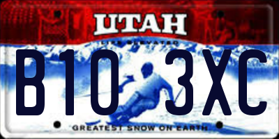 UT license plate B103XC
