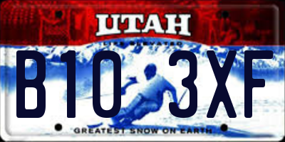 UT license plate B103XF