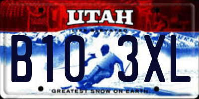 UT license plate B103XL