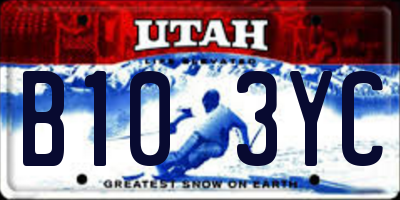 UT license plate B103YC