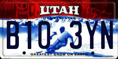 UT license plate B103YN