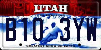 UT license plate B103YW