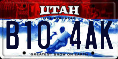 UT license plate B104AK