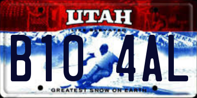 UT license plate B104AL